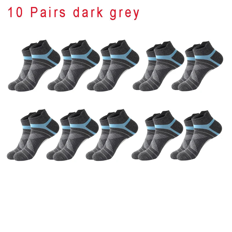 Noxwear - 5 Pairs High Quality Socks Men Summer Outdoor Casual Cotton Socks Short Breathable Black Ankle Socks Run Sports Socks Size 38-45