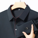 Noxwear - New Men's Business Casual Short Sleeved Shirt with Badge Solid Color Polo Shirt Fashionable Breathable Comfortable Versatile Top