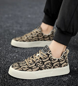 Noxwear - Men's Graffiti Prints Canvas Sneakers 2024 Spring Autumn Breathable Fashion Vulcanize Shoes Outdoor Lace Up Men Casual Shoes