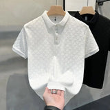 Noxwear - Summer New Men's Lop-up Hollow Short-sleeved Polo Tee Shirt Ice Silk Breathable Business Fashion T-Shirt Male Brand Clothes