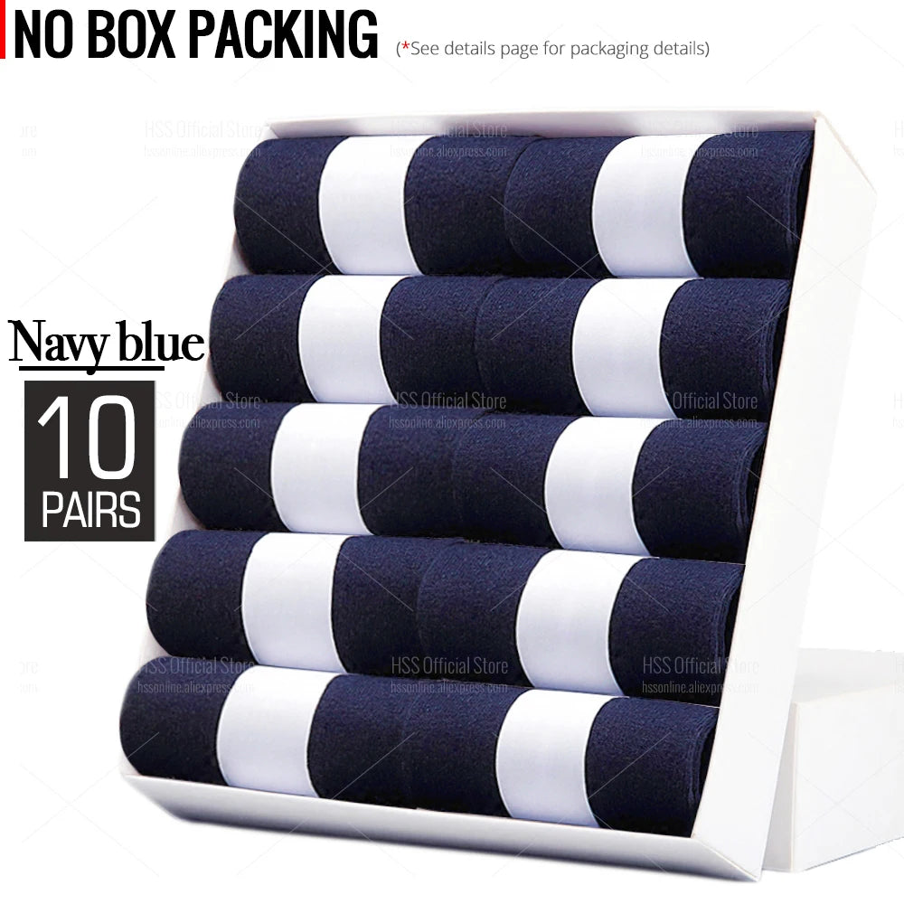 Noxwear - HSS 5/10 Pairs Men's Cotton Blend Socks Black Business Men Socks Soft Breathable Summer Winter for Male Socks Plus Size (6.5-14)