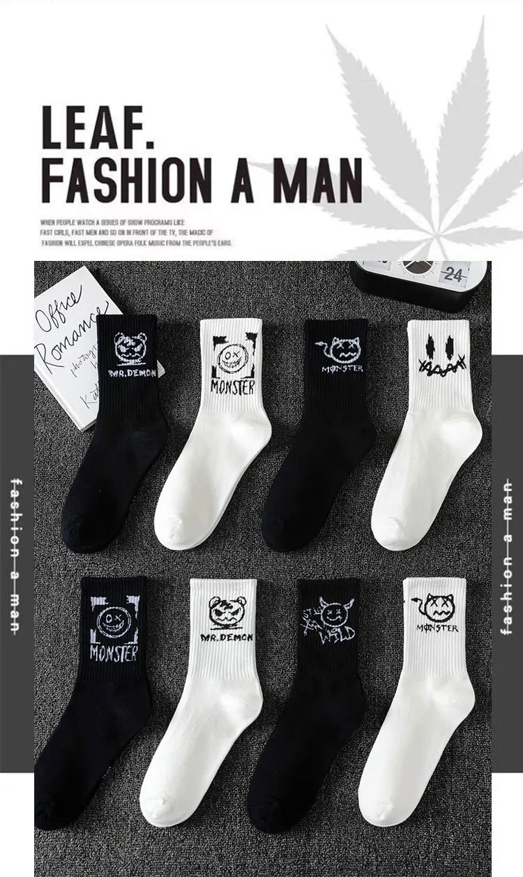 Noxwear - 10 pairs of men's sports socks, casual, breathable, and versatile. Ghost face graffiti personalized socks