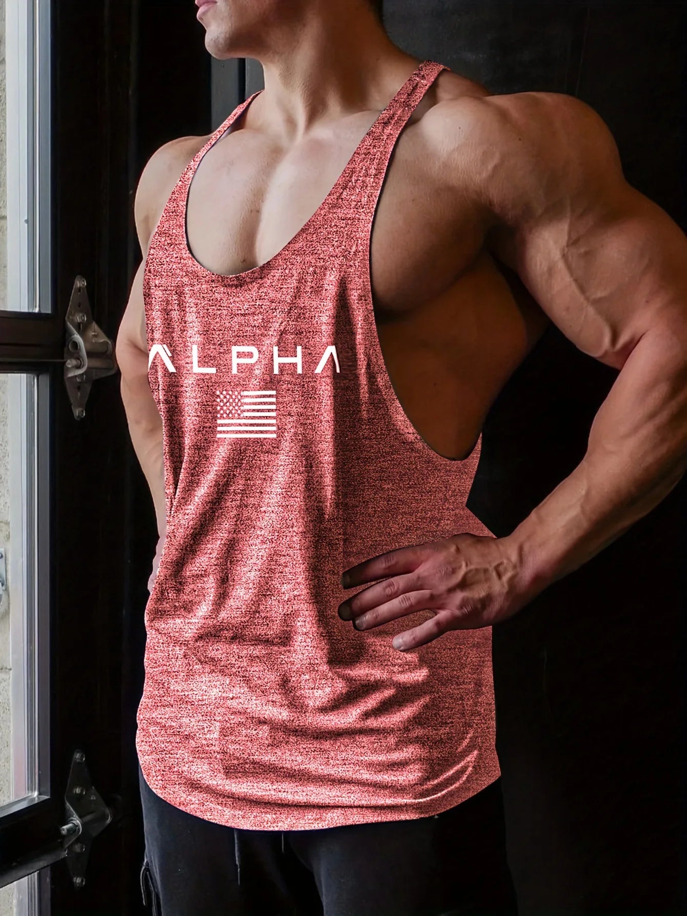 Noxwear - Cross-border European Size Alpha Men's Printed Round-neck Fitness Vest, Undershirt, Muscle Quick-drying Basketball Vest