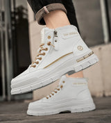 Noxwear - Winter Mens Warm Ankle Boots Fashion Versatile White Leather Shoes Outdoor Non-slip Sneakers for Man Motocycle Snows Boots Botas