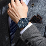 Noxwear - POEDAGAR Sport Original Men Clock Quartz Date Week Luxury Man Wristwatch Waterproof Luminous Stainless Steel Men's Watches Reloj
