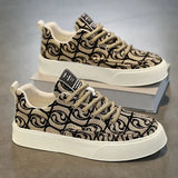 Noxwear - Men's Graffiti Prints Canvas Sneakers 2024 Spring Autumn Breathable Fashion Vulcanize Shoes Outdoor Lace Up Men Casual Shoes