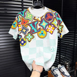 Noxwear - New Style Men's Casual Trendy Fashion Short-Sleeved T-Shirt Classic Round-neck T-Shirt Colorful Print Letters Summer Shirt