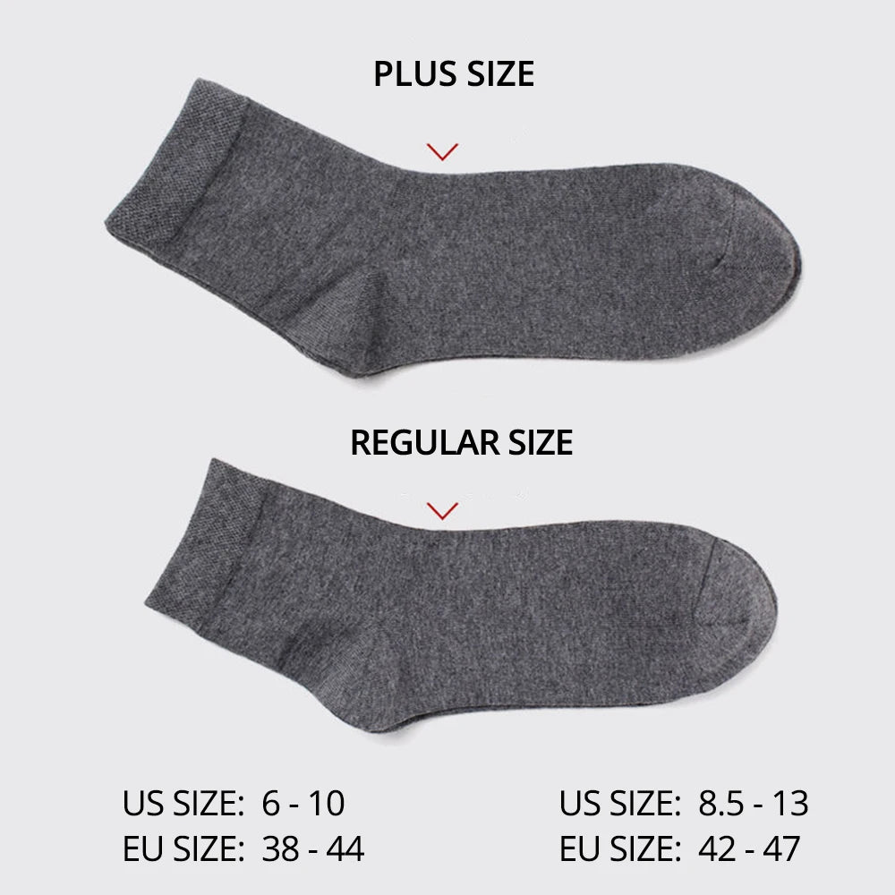 Noxwear - HSS 5/10 Pairs Men's Cotton Blend Socks Black Business Men Socks Soft Breathable Summer Winter for Male Socks Plus Size (6.5-14)