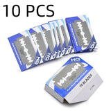 Noxwear - Men Shaving Razor with Blade Sliver Folding Shaving Knife Facial Hair Stainless Steel Straight Razor Barber Tools 10 Pcs Blades