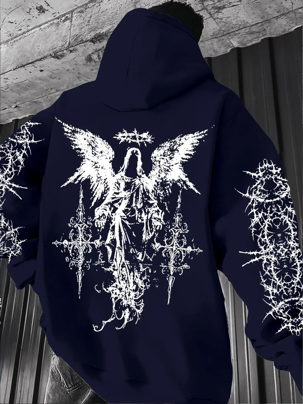Noxwear - European and American men's autumn fashion personality angel print comfortable hooded sweatshirt outdoor street style top