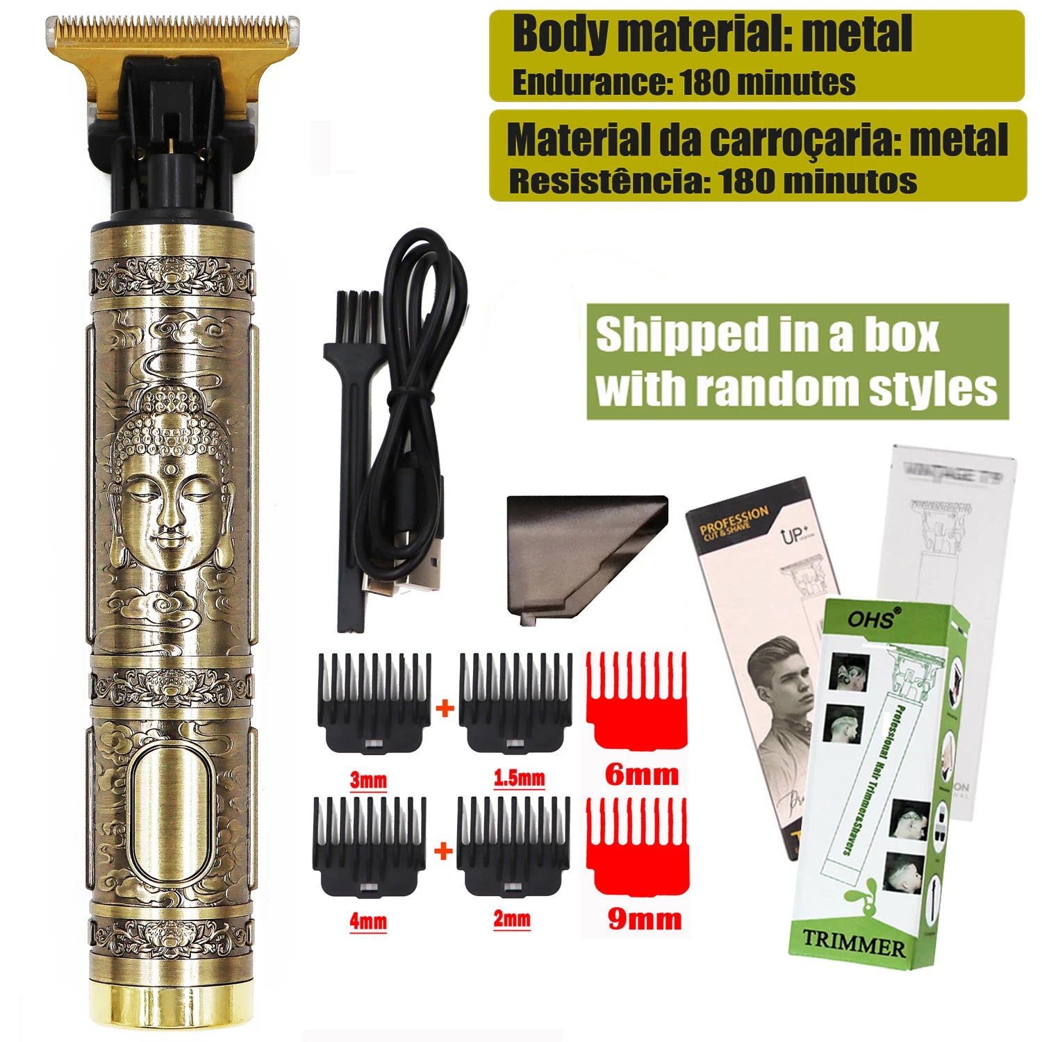 Noxwear - Vintage T9 Hair Clipper Beard Shaving Body Hair Trimmer Clippers Electric Men Haircut Machine 0mm Barber Shaver