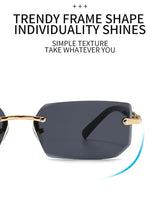 Noxwear - Rimless Sunglasses Rectangle Fashion Popular Women Men Shades Small Square Sun Glasses For Female Male Summer Traveling Oculos
