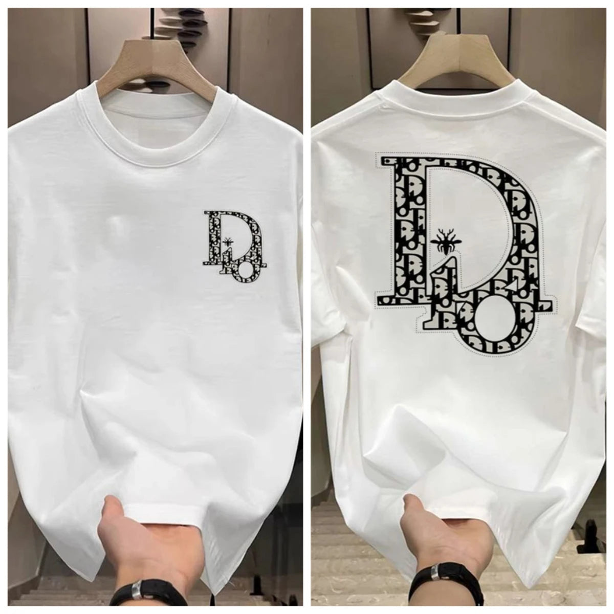 Noxwear - Heavy Trendy Brand Letter T-shirt American Ruffian Handsome Print Men's and Women's Summer Trend Loose Short-sleeved Crew Neck