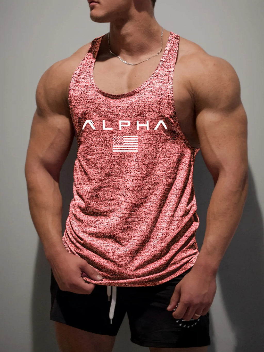Noxwear - Cross-border European Size Alpha Men's Printed Round-neck Fitness Vest, Undershirt, Muscle Quick-drying Basketball Vest