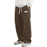 Noxwear - New Mens Corduroy Casual Pants Fashion Loose Fit Baggy Pants Straight Sweatpants Elastic Waist Drawstring Outdoor Streetwear