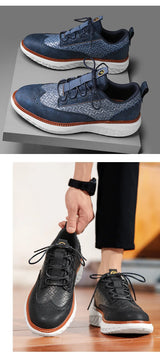 Noxwear - New Shoes for Men Leather Casual Shoes Fashion Breathable Brogues Sport Shoes Street Cool Chunky Sneakers