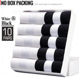 Noxwear - HSS 5/10 Pairs Men's Cotton Blend Socks Black Business Men Socks Soft Breathable Summer Winter for Male Socks Plus Size (6.5-14)