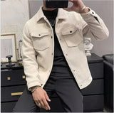 Noxwear - Winter Fashion Jacket Men's Lapel Autumn and Winter New Corduroy Jacket  Retro Slim Fitting Jacket for