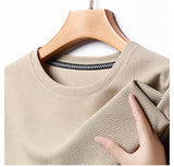 Noxwear - New Summer Waffle Round Neck Short Sleeved T-shirt for Men's Short Sleeved Top