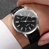Noxwear - 3PCS/Set Fashio Arabic Dial Men Business Watches Casual Leather Strap Quartz Wristwatches Reloj Hombre（Without Box）