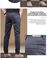 Noxwear - 2025 Summer Thin Cotton Men's Casual Pants Trendy Versatile Elastic Light Business Trousers Work Formal Slim Straight Pants