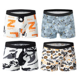 Noxwear - 4/10piece Men's European And American Size Printed Fashionable Underwear Comfortable Plus Size Boxer Shorts Casual Sports Shorts