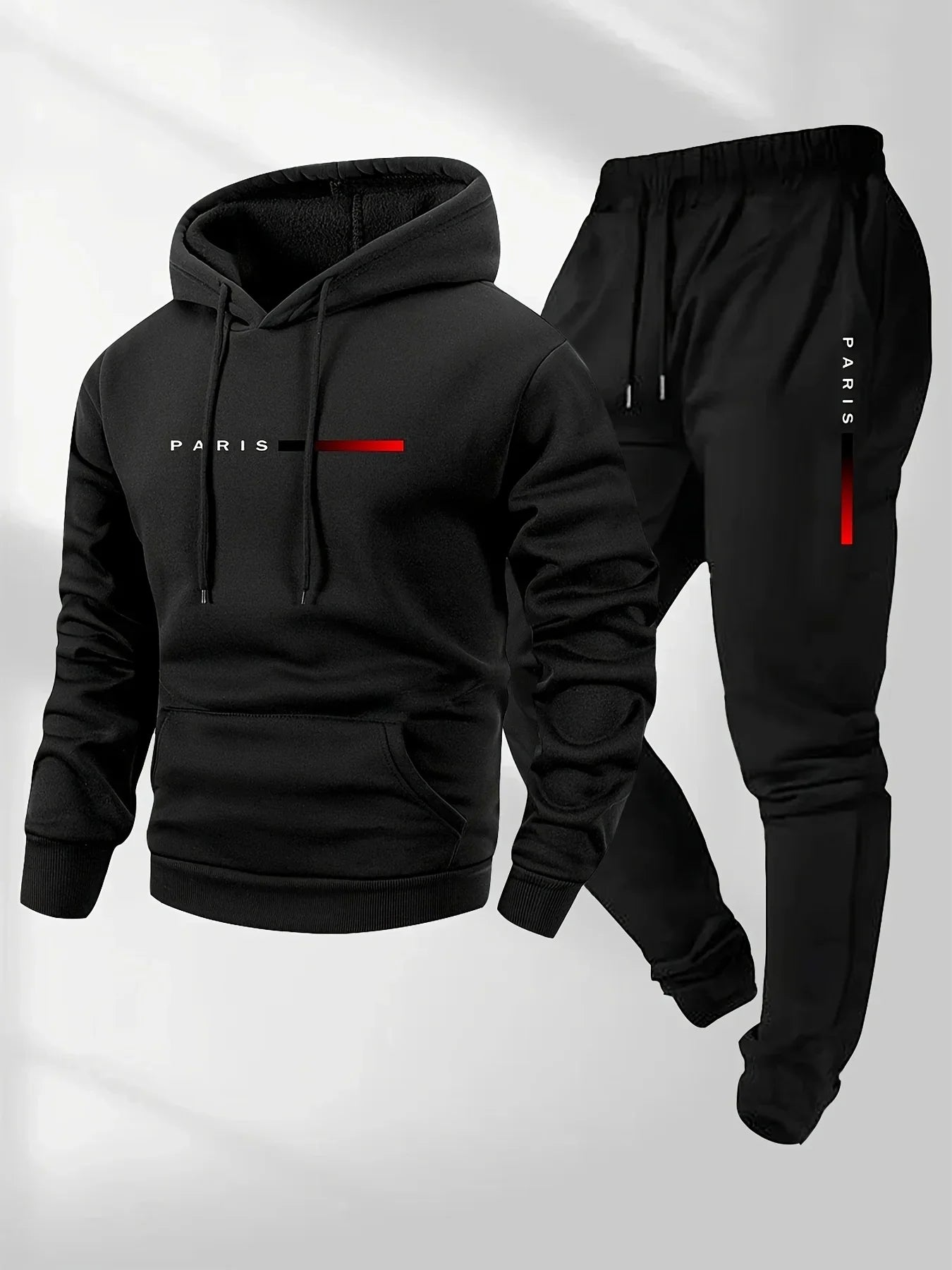 Noxwear-Printed sweatshirt set, men's hoodie and pants set, warm and casual sports pullover and pants set for spring, autumn, and winter