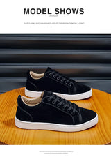 Noxwear - Autumn New Shoes for Men Suede Leather Casual Shoes Fashion Flat Skateboard Shoes Youth Cool Sneaker