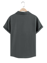 Noxwear - Men's Casual Button Down Shirts Short Sleeve Textured Summer Beach Shirt Cuban Vacation Shirts with Pocket S-XXXL