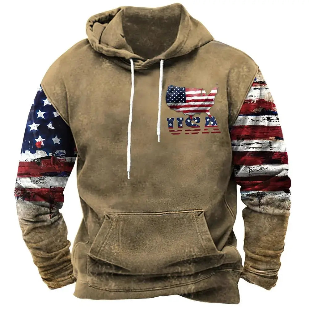 Noxwear - Fashion US Flag Print Hoodies For Men Hip Hop Trend Harajuku Vintage Clothes Spring and Autumn New in Sweatshirts Oversized Tops