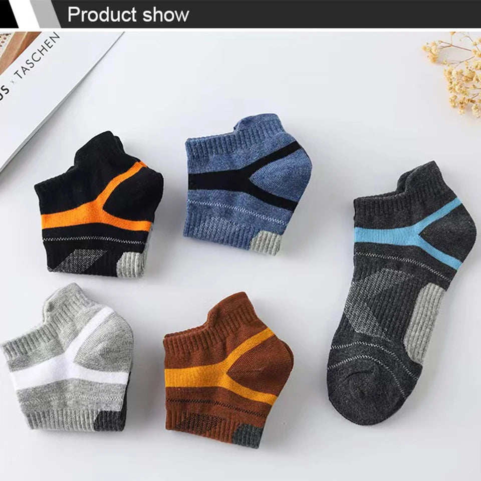 Noxwear - 5 Pairs High Quality Socks Men Summer Outdoor Casual Cotton Socks Short Breathable Black Ankle Socks Run Sports Socks Size 38-45