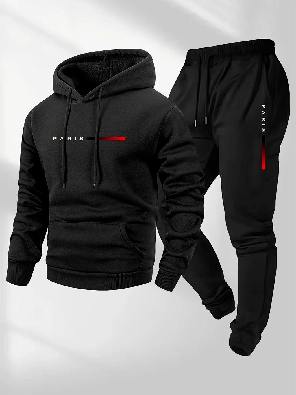 Noxwear-Printed sweatshirt set, men's hoodie and pants set, warm and casual sports pullover and pants set for spring, autumn, and winter