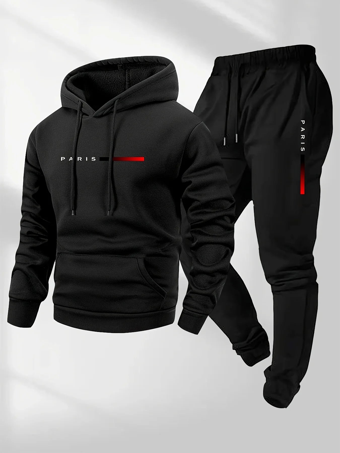 Noxwear-Printed sweatshirt set, men's hoodie and pants set, warm and casual sports pullover and pants set for spring, autumn, and winter