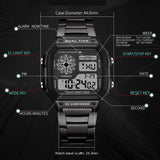 Noxwear - MAYZHISU Classic Men's Digital Watches Luxury Stainless Steel Strap Sport Watches Men Military Clock LED Sport Wristwatch