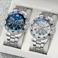 Noxwear - 2pcs/set Men Business Watches Fashion Arabic Dial Steel Band Male's Quartz Watch Set (Without Box）