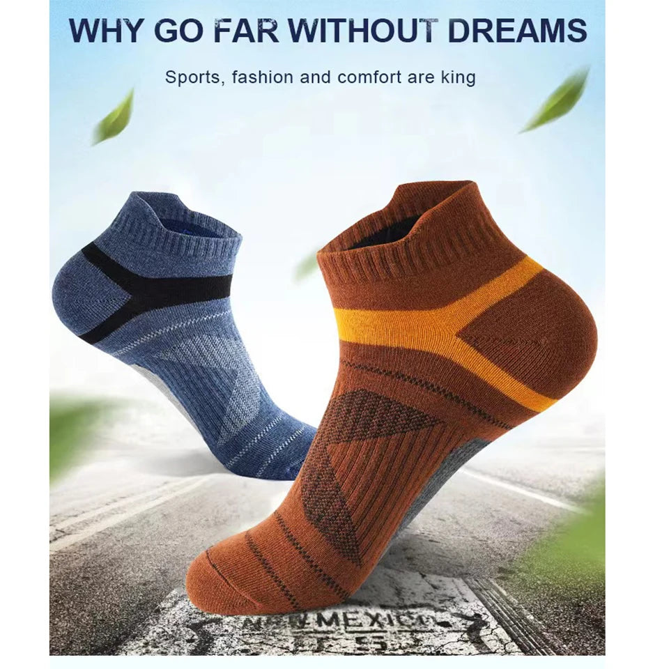 Noxwear - 5 Pairs High Quality Socks Men Summer Outdoor Casual Cotton Socks Short Breathable Black Ankle Socks Run Sports Socks Size 38-45