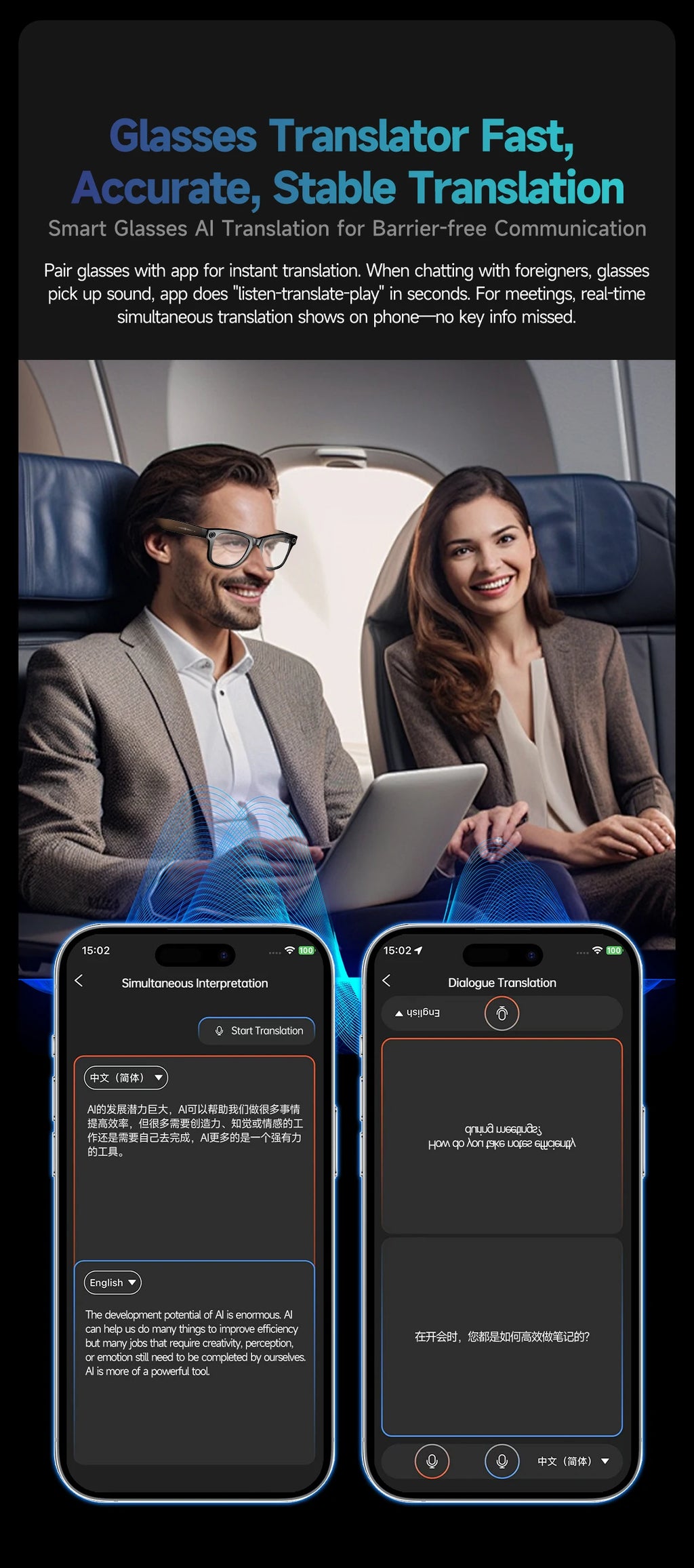Noxwear - New 800W Camera AI Glasses Men Color-Changing Smart Translation Glasses Photo Video Recording Waterproof Call Smart Sunglasses