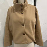 Noxwear Stand Collar Women Winter Woolen Coats 2025 Autumn Single Breasted Loose Female Long Sleeve Jacket Office Lady Street Short Coat