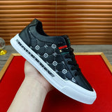 Noxwear - European New Shoes for Men Genuine Leather Casual Shoes Trend Print Flats Skateboard Shoes Youth Street Sneakers