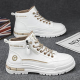 Noxwear - Winter Mens Warm Ankle Boots Fashion Versatile White Leather Shoes Outdoor Non-slip Sneakers for Man Motocycle Snows Boots Botas