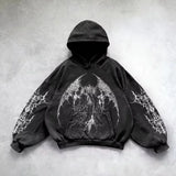 Noxwear - 6xl Retro Gothic Evil Angel Print Hip Hop Hoodie for Men Y2k Punk Casual Loose Pullover Women Streetwear Sweatshirt Hoodies