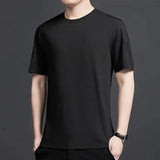 Noxwear - Waffle Short Sleeved T-shirt for Men and Women Summer Japanese Round Neck Half Sleeved Top Loose Casual Solid Color T-shirt