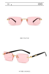 Noxwear - Rimless Sunglasses Rectangle Fashion Popular Women Men Shades Small Square Sun Glasses For Female Male Summer Traveling Oculos
