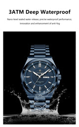 Noxwear - POEDAGAR Sport Original Men Clock Quartz Date Week Luxury Man Wristwatch Waterproof Luminous Stainless Steel Men's Watches Reloj