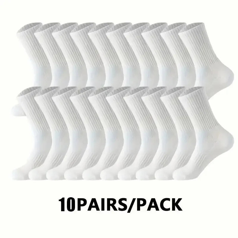 Noxwear - 5/10/20 Pairs Neutral Solid Color Round Neck Socks Spring Autumn Sweat Absorbing Breathable Comfortable All-season Sports Socks