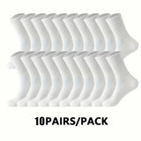 Noxwear - 5/10/20 Pairs Neutral Solid Color Round Neck Socks Spring Autumn Sweat Absorbing Breathable Comfortable All-season Sports Socks