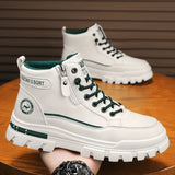 Noxwear - Winter Mens Warm Ankle Boots Fashion Versatile White Leather Shoes Outdoor Non-slip Sneakers for Man Motocycle Snows Boots Botas