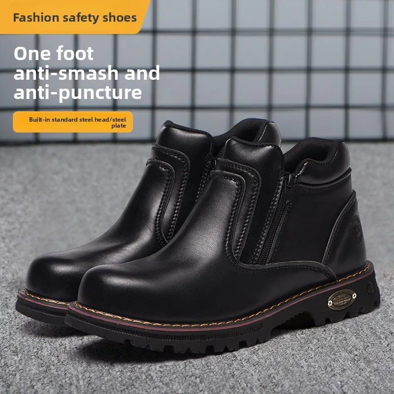 Noxwear - Steel toe cap boots waterproof non-slip work shoes for men women anti smash anti puncture leather construction site safety shoes