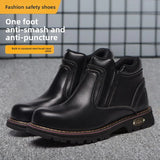 Noxwear - Steel toe cap boots waterproof non-slip work shoes for men women anti smash anti puncture leather construction site safety shoes