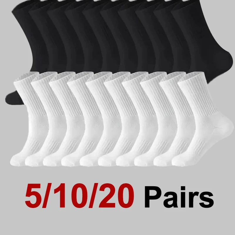 Noxwear - 5/10/20 Pairs Neutral Solid Color Round Neck Socks Spring Autumn Sweat Absorbing Breathable Comfortable All-season Sports Socks